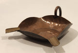 Vintage Oravo Two Slot Hammered Copper Metal Cigarette Ashtray with Handle