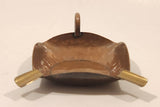 Vintage Oravo Two Slot Hammered Copper Metal Cigarette Ashtray with Handle