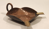 Vintage Oravo Two Slot Hammered Copper Metal Cigarette Ashtray with Handle