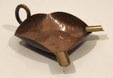 Vintage Oravo Two Slot Hammered Copper Metal Cigarette Ashtray with Handle