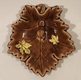 Vintage 1951 Shafford Canadian Beaver Brown Maple Leaf Shaped Hand Decorated Ceramic Ashtray Nut Dish Made in England