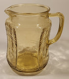 Antique 1933-37 Federal Glass Patrician Yellow Toned Embossed Depression Glass Pitcher Jug