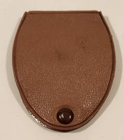 Vintage Brown Leather Red Plastic Fold Away Pocket Magnifier Made in Japan