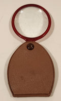 Vintage Brown Leather Red Plastic Fold Away Pocket Magnifier Made in Japan