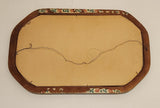 Antique Victorian Convex Curved Glass Silver Painted Wood Frame of Girl Sitting in Flower Garden 14" x 22"