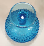 Vintage 1960s Indiana Glass Blue Diamond Point Glass Pedestal Compote Dish Candy Bowl