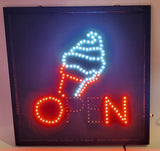 Ice Cream OPEN Light Up 19" x 19" Animated Sign