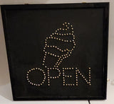 Ice Cream OPEN Light Up 19" x 19" Animated Sign
