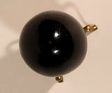 Polished Natural Quartz Onyx Black Stone Egg Handmade Collectors Egg on Small Brass Stand