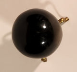 Polished Natural Quartz Onyx Black Stone Egg Handmade Collectors Egg on Small Brass Stand