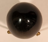 Polished Natural Quartz Onyx Black Stone Egg Handmade Collectors Egg on Small Brass Stand