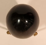 Polished Natural Quartz Onyx Black Stone Egg Handmade Collectors Egg on Small Brass Stand