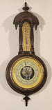 Vintage Barigo Style Dutch Ornate Spire Top Wood Cased Wall Thermometer Barometer Weather Station Made in Germany