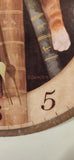 FirsTime Chat Mechant "Naughty Cat" Laying On Top Of A Stack Of Books 11 1/2" Round Wall Clock with Paper Hands