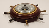 Vintage JG Gischard Weather Guide Aneroid Wood Cased Brass Trim Ships Wheel Barometer Made in Germany