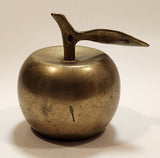 Vintage Brass Metal 3" Tall Apple with Leaf