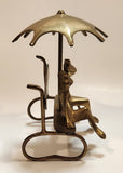 Frog Couple on Bench with Umbrella 5" Tall Brass Ornament Made in India