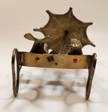 Frog Couple on Bench with Umbrella 5" Tall Brass Ornament Made in India