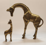 Vintage Mother Giraffe and Baby Giraffe Set of Brass Figurines