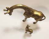 Vintage Mother Giraffe and Baby Giraffe Set of Brass Figurines