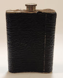 Fur Top and Bottom Black Textured Leather Wrapped Stainless Steel Hip Flask