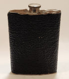 Fur Top and Bottom Black Textured Leather Wrapped Stainless Steel Hip Flask