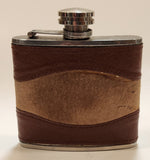 Brown Leather Wrapped Stainless Steel Hip Flask