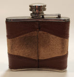 Brown Leather Wrapped Stainless Steel Hip Flask
