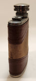 Brown Leather Wrapped Stainless Steel Hip Flask