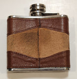 Brown Leather Wrapped Stainless Steel Hip Flask