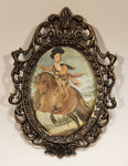 Vintage Balthasar Charles, Prince of Asturias On Silk In Ornate Brass Metal Picture Frame Made in Italy