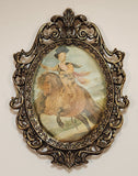 Vintage Balthasar Charles, Prince of Asturias On Silk In Ornate Brass Metal Picture Frame Made in Italy