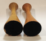 Teak Turned Wood 7" Tall Candle Holder Stands Set of 2