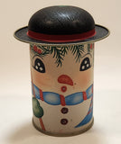 Vintage Daher Cap Tins Lady Snowman Can Christmas Ornament