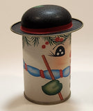 Vintage Daher Cap Tins Lady Snowman Can Christmas Ornament