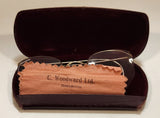 Antique 1930s J. J. Butchart Optometrist G. Woodward Ltd. Edmonton Bosch & Lomb 12K Gold 1/10 Wire Frame Eye Glasses in Case with Rag