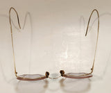 Antique 1930s J. J. Butchart Optometrist G. Woodward Ltd. Edmonton Bosch & Lomb 12K Gold 1/10 Wire Frame Eye Glasses in Case with Rag
