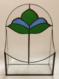 Vintage Art Deco Blue and Green 10 1/4" Tall Leaded Stained Glass Mail Holder Letter Box