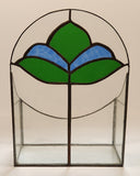 Vintage Art Deco Blue and Green 10 1/4" Tall Leaded Stained Glass Mail Holder Letter Box