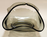 Vintage MCM Dark Grey Smoke Tinted Art Glass Candy Nut Dish Basket Bowl with Handle Tips Touching