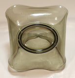 Vintage MCM Dark Grey Smoke Tinted Art Glass Candy Nut Dish Basket Bowl with Handle Tips Touching