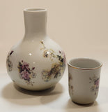 Vintage 1898 China Company Pink Rose Flowers Bedside Porcelain Water Carafe Water Jug with Cup Lid