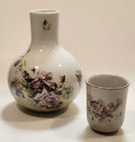 Vintage 1898 China Company Pink Rose Flowers Bedside Porcelain Water Carafe Water Jug with Cup Lid