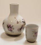 Vintage 1898 China Company Pink Rose Flowers Bedside Porcelain Water Carafe Water Jug with Cup Lid