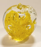 Vintage Art Glass Fruit Clear Yellow Apple Explosion with Bubbles 2 5/8" Tall Ornament Has Chip