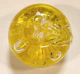 Vintage Art Glass Fruit Clear Yellow Apple Explosion with Bubbles 2 5/8" Tall Ornament Has Chip