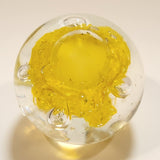 Vintage Art Glass Fruit Clear Yellow Apple Explosion with Bubbles 2 5/8" Tall Ornament Has Chip