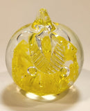 Vintage Art Glass Fruit Clear Yellow Apple Explosion with Bubbles 3" Tall Ornament