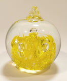 Vintage Art Glass Fruit Clear Yellow Apple Explosion with Bubbles 3" Tall Ornament