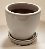 Heavy Clay 4 3/8" Tall Flower Pot with Saucer Base
